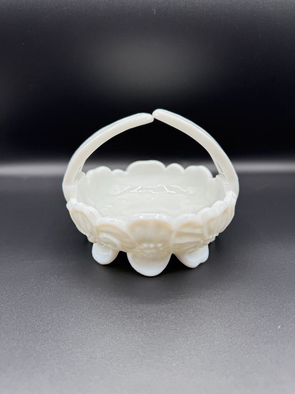 Dogwood Milk Glass Basket